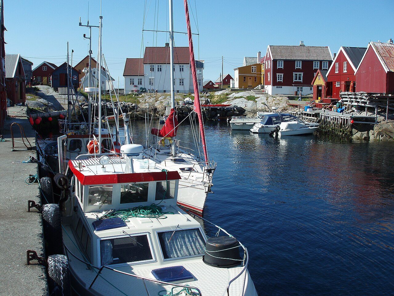 Grip Island harbour with colourful fishermen's houses, Kristiansund Norway